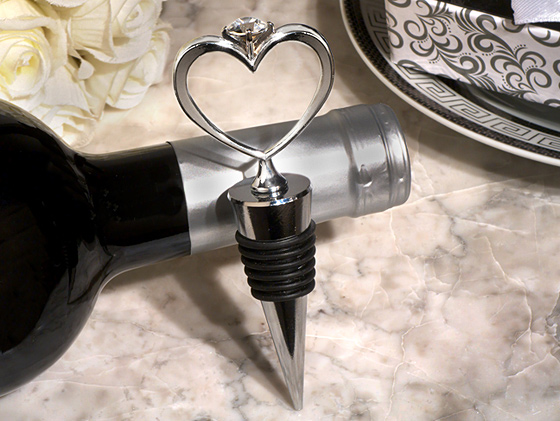 Heart Diamond Ring Silver Wine Stopper