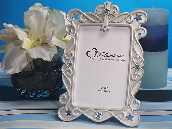 Blessed Events Cross Design Photo Frame-Blue