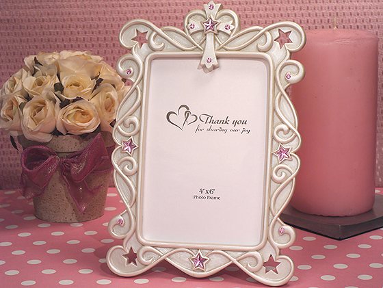 Blessed Events Cross Design Photo Frame-Pink