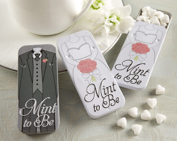 "Mint to Be" Bride and Groom Mint Tins with Heart Mints