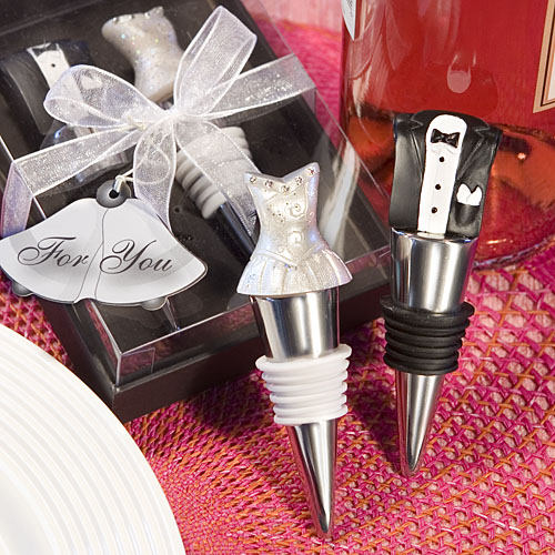 Bride and Groom Wine Stopper Set - Click Image to Close