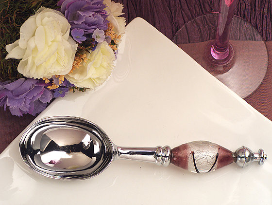Murano Art Deco Ice Cream Scoop-Silver & Purple - Click Image to Close