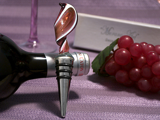 Murano Art Deco Collection Swirl Design Wine Stopper - Click Image to Close