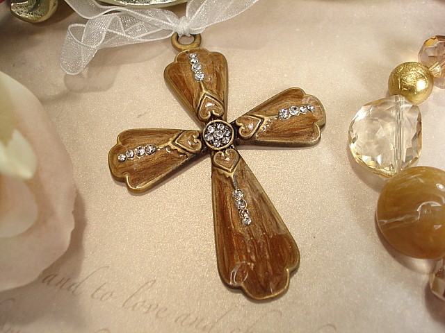Light Brown Cross with Stones
