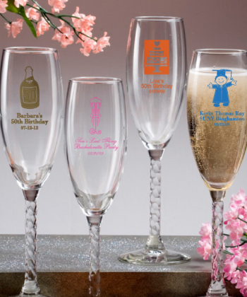 Personalized Champagne Flute with Twisted Stem