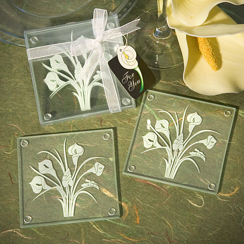 Calla Lily Bouquet Design Glass Coasters