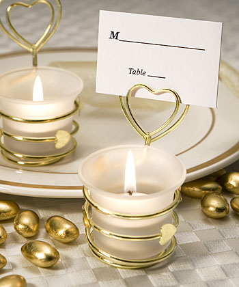 Heart Design Candle Favour/Place Card Holder