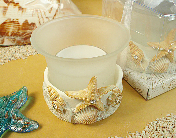 Beach Theme Tealight Candle Holder - Click Image to Close