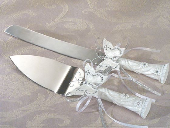 Elegant Butterfly Cake And Knife Set - Click Image to Close