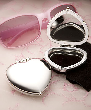 Heart Shaped Compact Mirror Favour - Click Image to Close