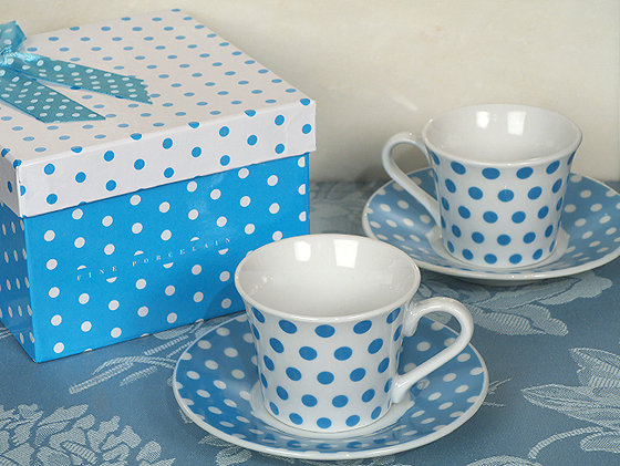 Stylish Espresso Coffee Collection-Blue Polka Dots