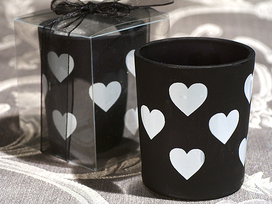 Black and White Hearts Votive Candle Holder