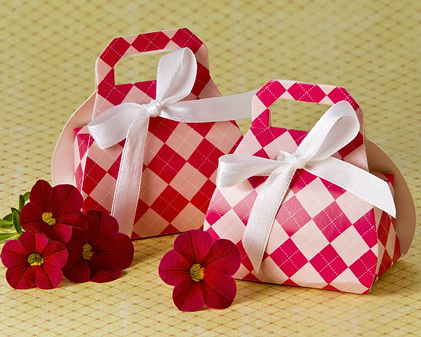 "Perfectly Plaid" Pink Purse Favour Box (24 Pack)