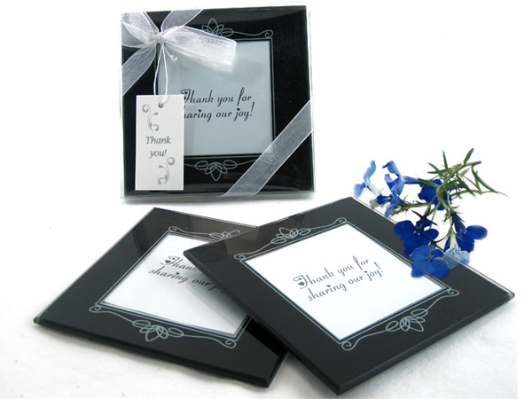'Memories Forever' Glass Photo Coaster in Black (Set of 2)