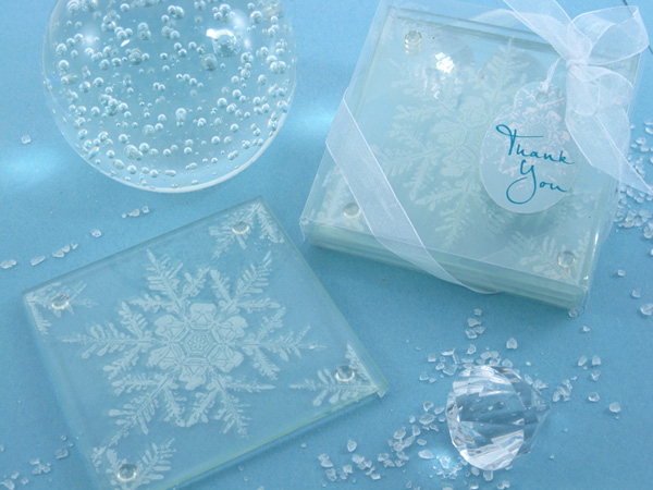 "Snow Crystal" Frosted Snowflake Coasters (Set of 2)