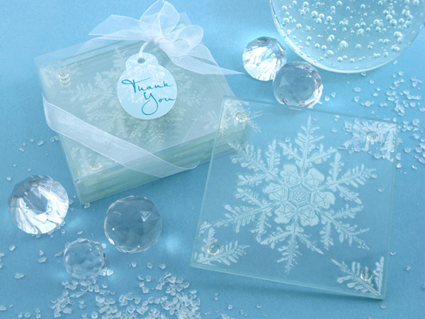 "Snow Crystal" Frosted Snowflake Coasters (Set of 4)