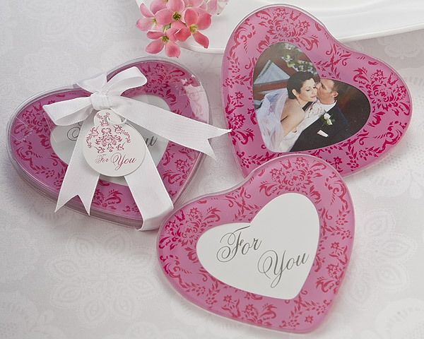 "Pretty in Pink" Heart Shaped Photo Coasters (2pk)