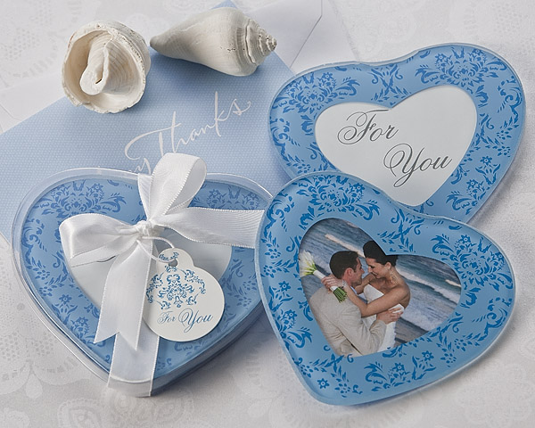 "True in Blue" Heart Shaped Glass Photo Coasters (2pk)