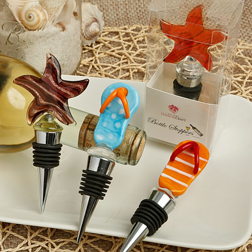 FLIP FLOP AND STAR FISH MURANO GLASS BOTTLE STOPPERS - Click Image to Close