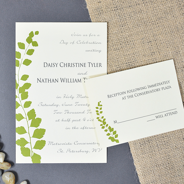 Purple and green wedding invitation kits