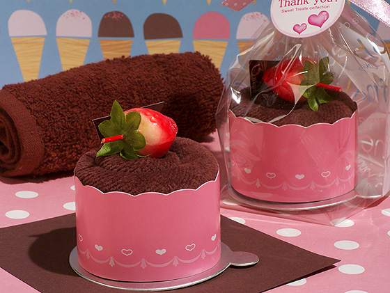 Sweet Treats Collection Cupcake Towel-Pink & Brown
