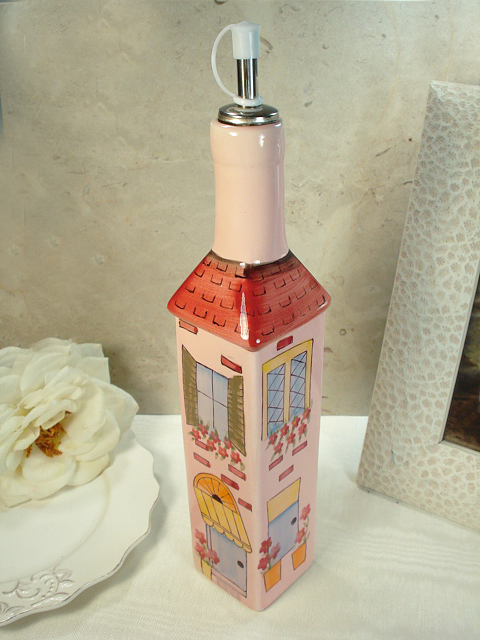 Pastel Ceramic Oil Bottle-Pink
