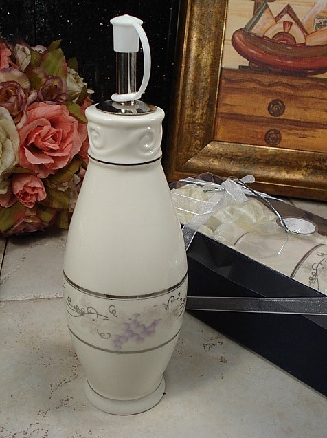 Ceramic Oil Bottle with Grape Design