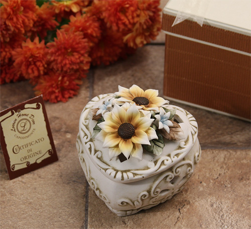Capodimonte Sunflower Trinket Box