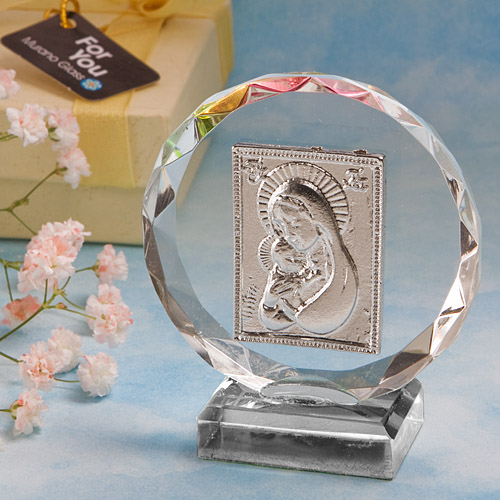 Madonna and Child Crystal Plaque