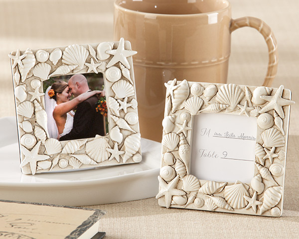 "Coastal Views" Shell-Covered Photo Frame/Place Card Holder