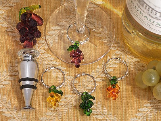 Murano Art Deco Stopper and Charm Set