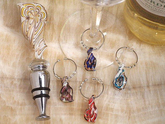 Murano Art Deco Stopper and Charm Set