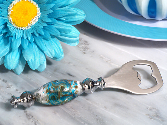 Murano Silver And Teal Bottle Opener