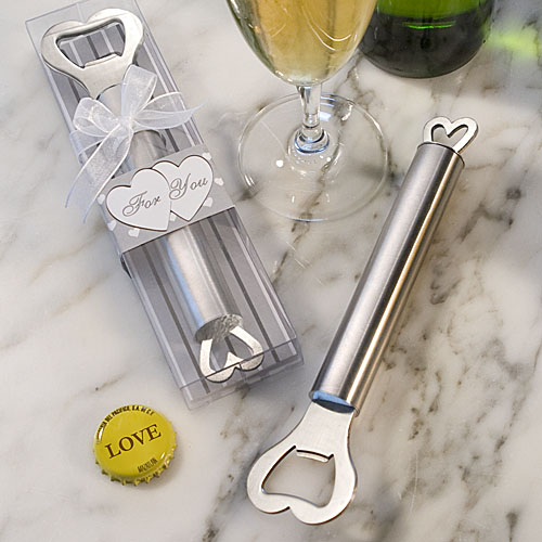 Amore stainless steel bottle opener wedding favor makes a great gift.