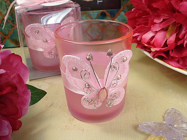 Pink Butterfly Tealight Holder