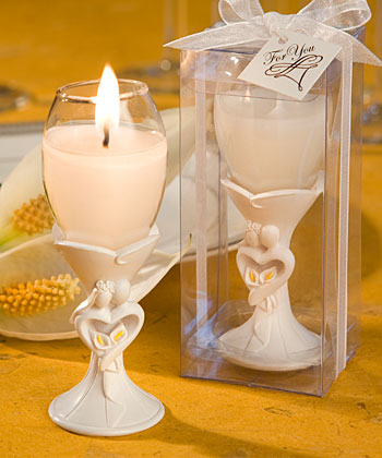Stylish Bride and Groom Design Champagne Flute Candle Favours