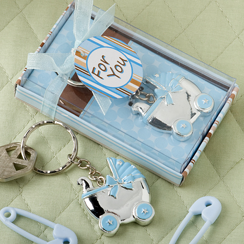 Blue Baby Carriage Design Key Chain