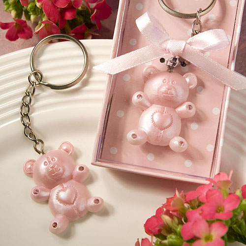 Pink Teddy Bear Design Favor Saver Key Chain