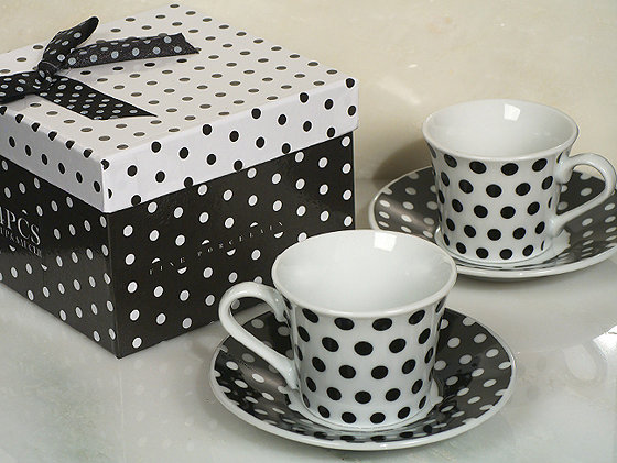 Stylish Espresso Coffee Collection-Black Polka Dots