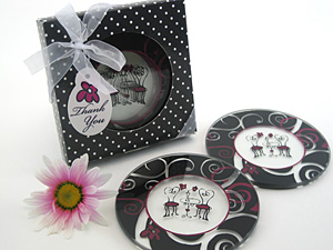 "Bistro for Two" Round Glass Coaster Favors (Set of 2)