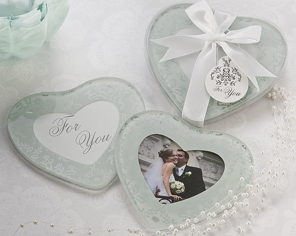 "Heartfelt Memories" Frosted Heart Photo Coasters (Set of 2)