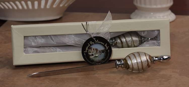 Murano Letter Opener-Gold and White