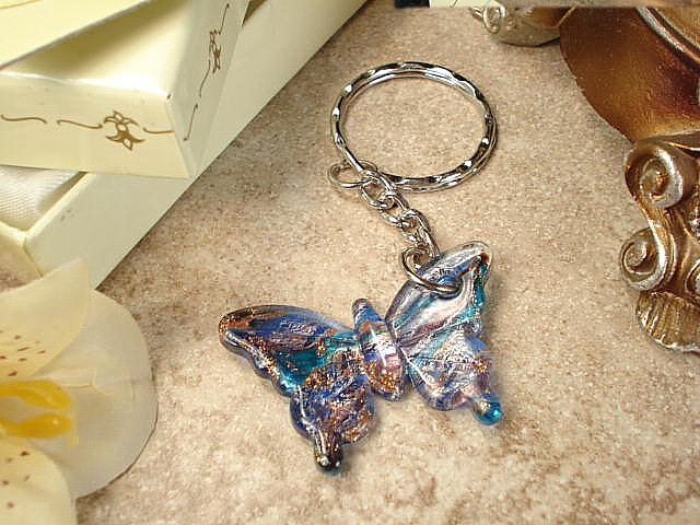 Murano Blue Butterfly Keychain